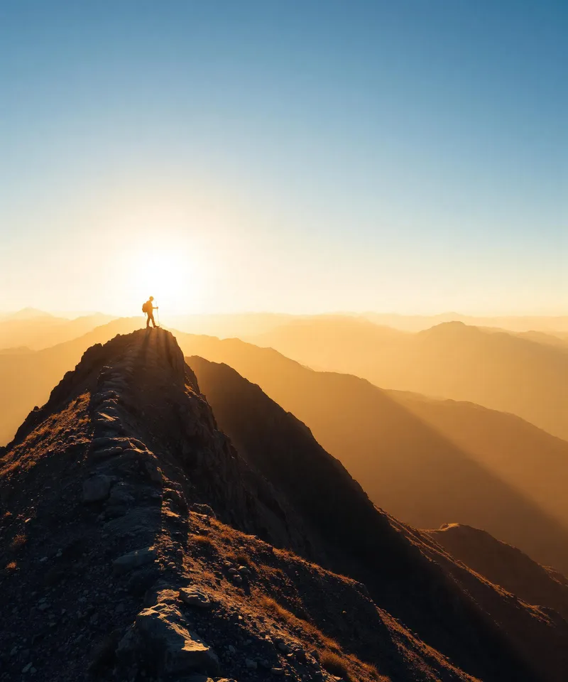 Trail above the Fann mountains at sunrise